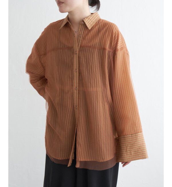 VENCE share style「シアーストライプチュールカブセシャツ」|シャツ・ブラウス|
