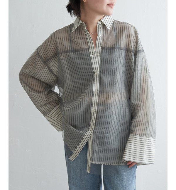 VENCE share style「シアーストライプチュールカブセシャツ」|シャツ・ブラウス|