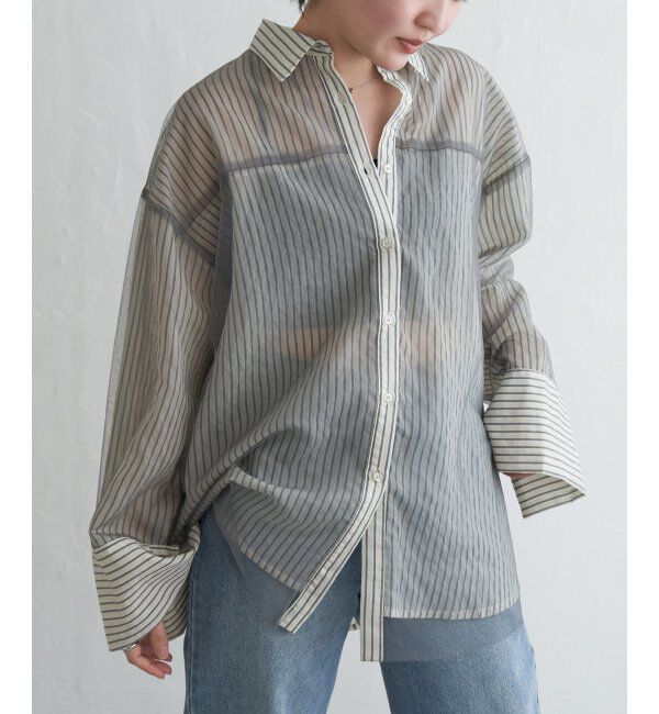 VENCE share style「シアーストライプチュールカブセシャツ」|シャツ・ブラウス|