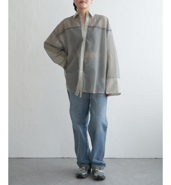 VENCE share style「シアーストライプチュールカブセシャツ」|シャツ・ブラウス|