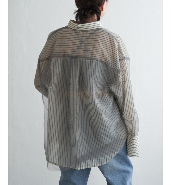 VENCE share style「シアーストライプチュールカブセシャツ」|シャツ・ブラウス|