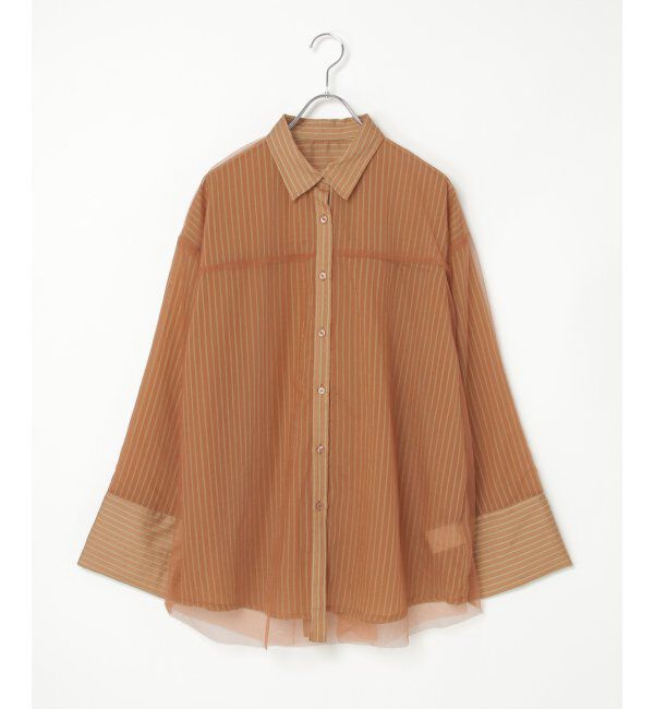 VENCE share style「シアーストライプチュールカブセシャツ」|シャツ・ブラウス|