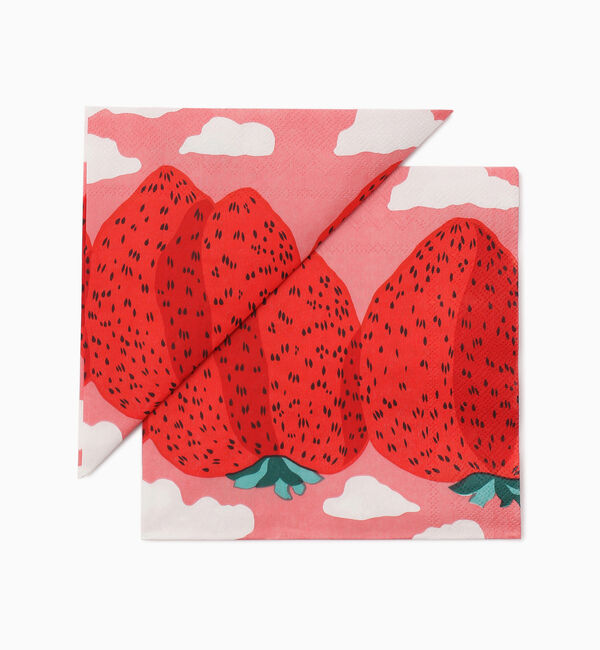 Marimekko「Mansikkavuoret ランチナプキン33X33」|その他|レッド&times;ピンク