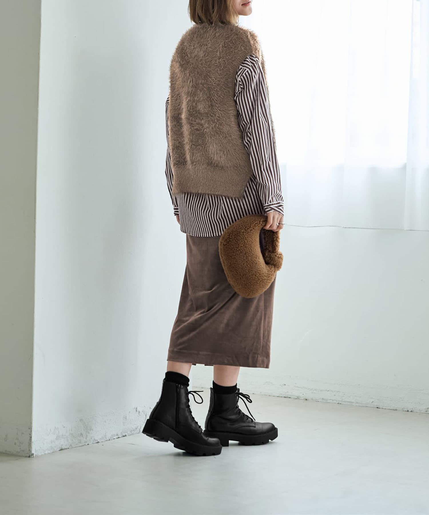 STYLE DELI「ふわふわシャギーハイネックベスト」|ニット・セーター|