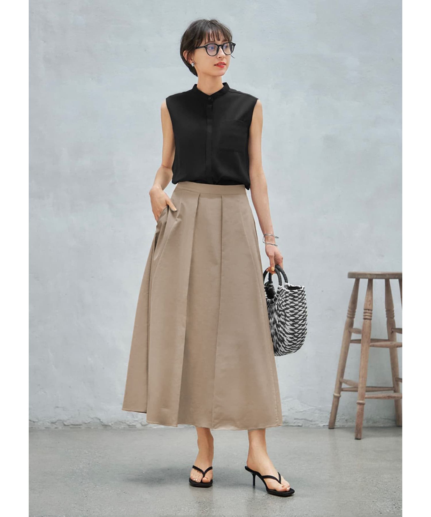 STYLE DELI「しなやかなノースリーブ比翼シャツブラウス」|シャツ・ブラウス|