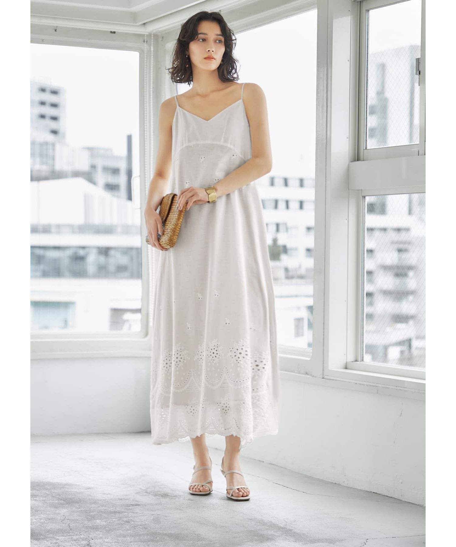 STYLE DELI「コットン刺繍レースキャミワンピース」|ワンピース|