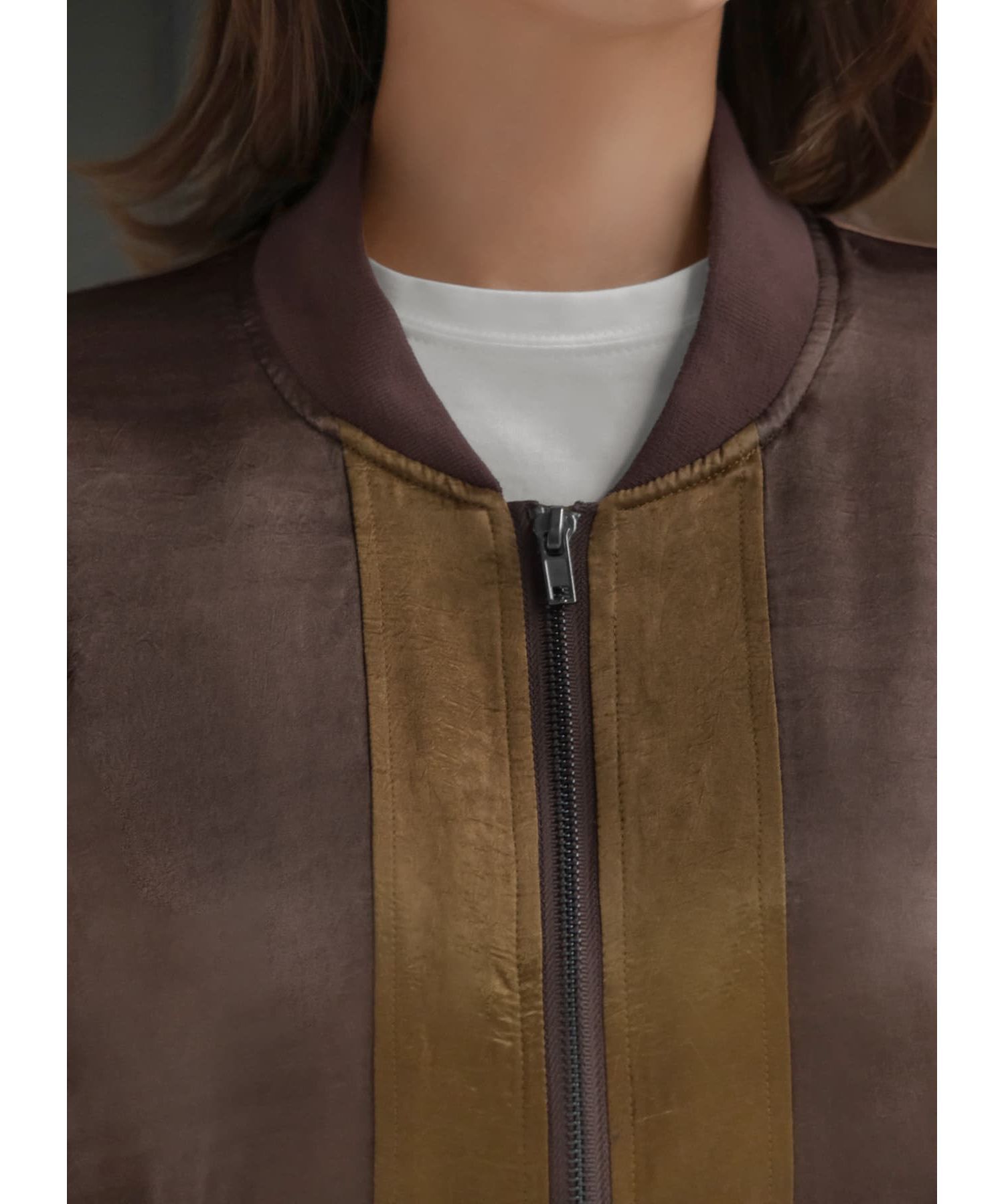 STYLE DELI「シボ感サテン微配色ブルゾン」|ブルゾン・スタジャン|