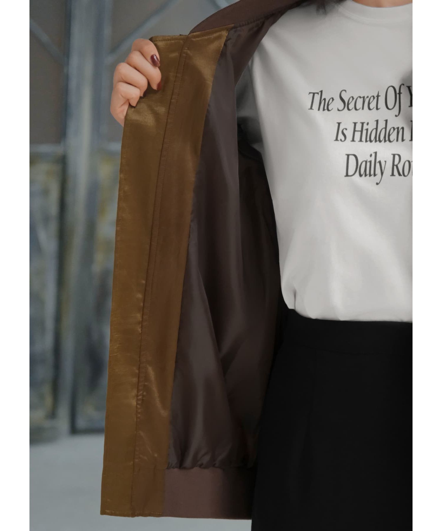 STYLE DELI「シボ感サテン微配色ブルゾン」|ブルゾン・スタジャン|