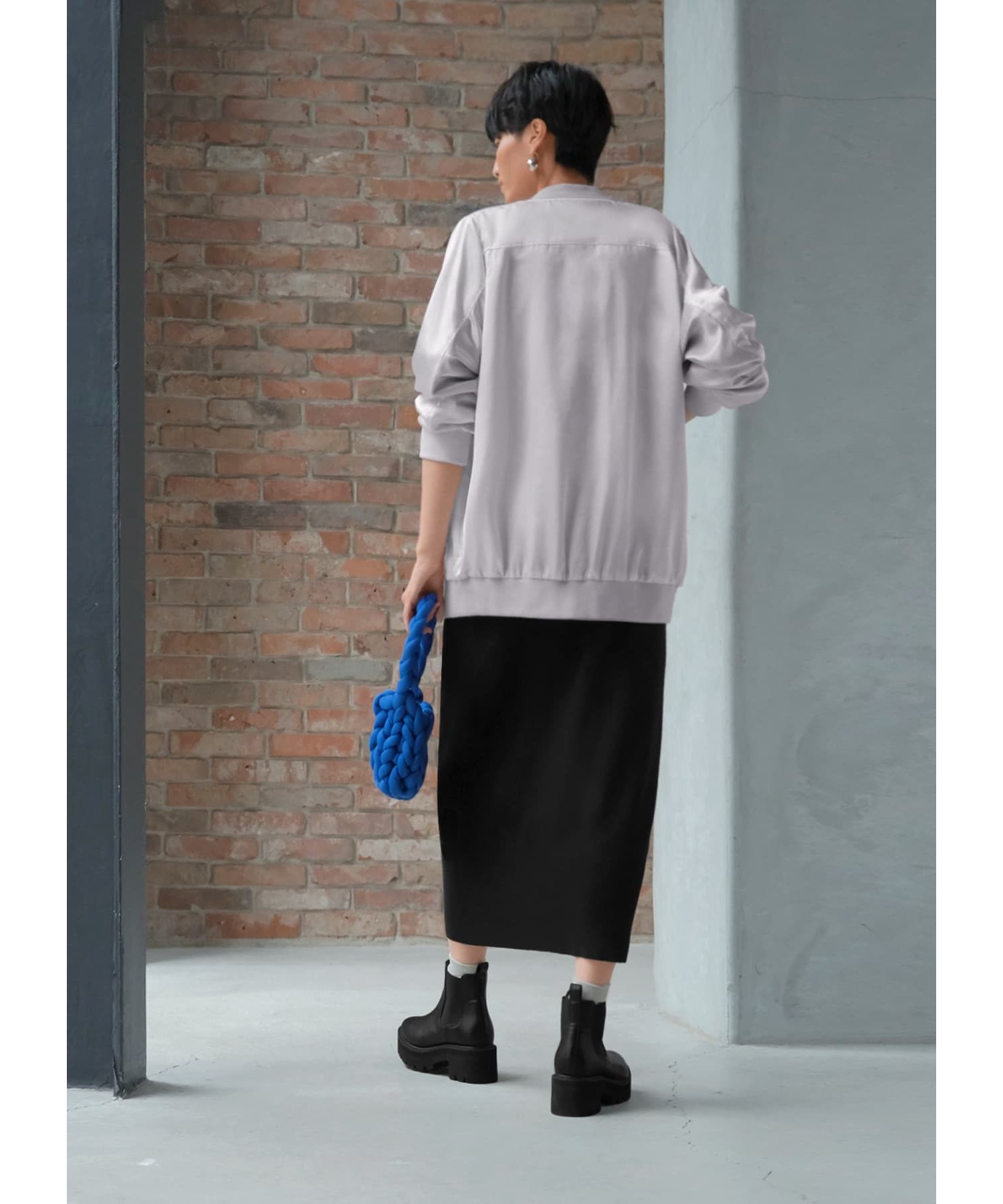 STYLE DELI「シボ感サテン微配色ブルゾン」|ブルゾン・スタジャン|