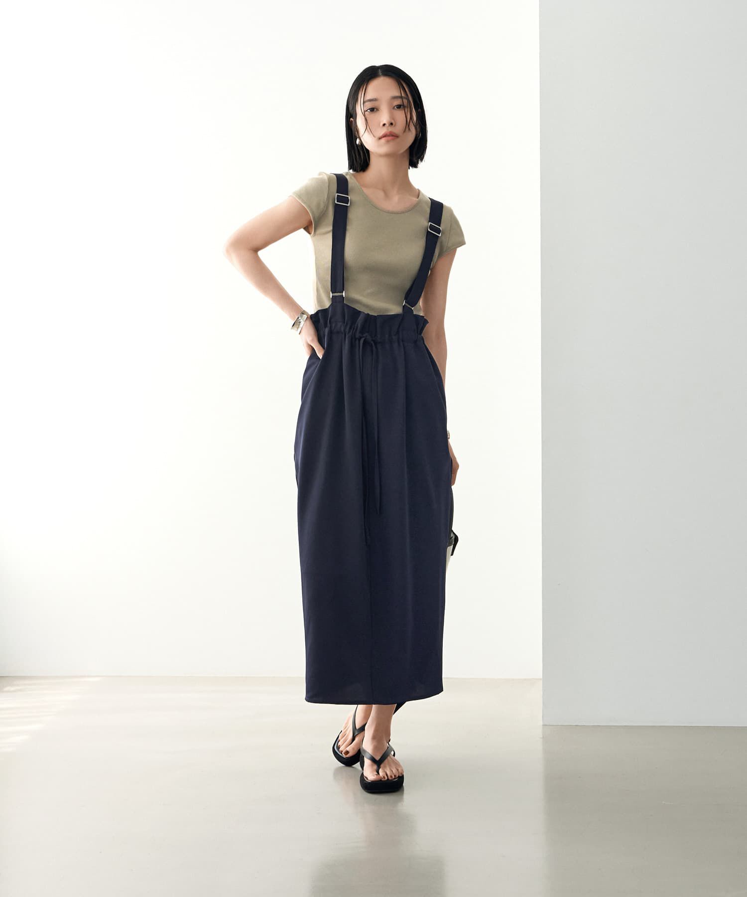 STYLE DELI「ウエストギャザーゴムジャンパースカート」|スカート|