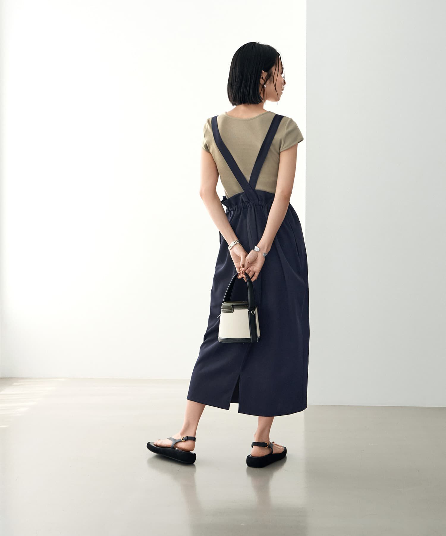 STYLE DELI「ウエストギャザーゴムジャンパースカート」|スカート|