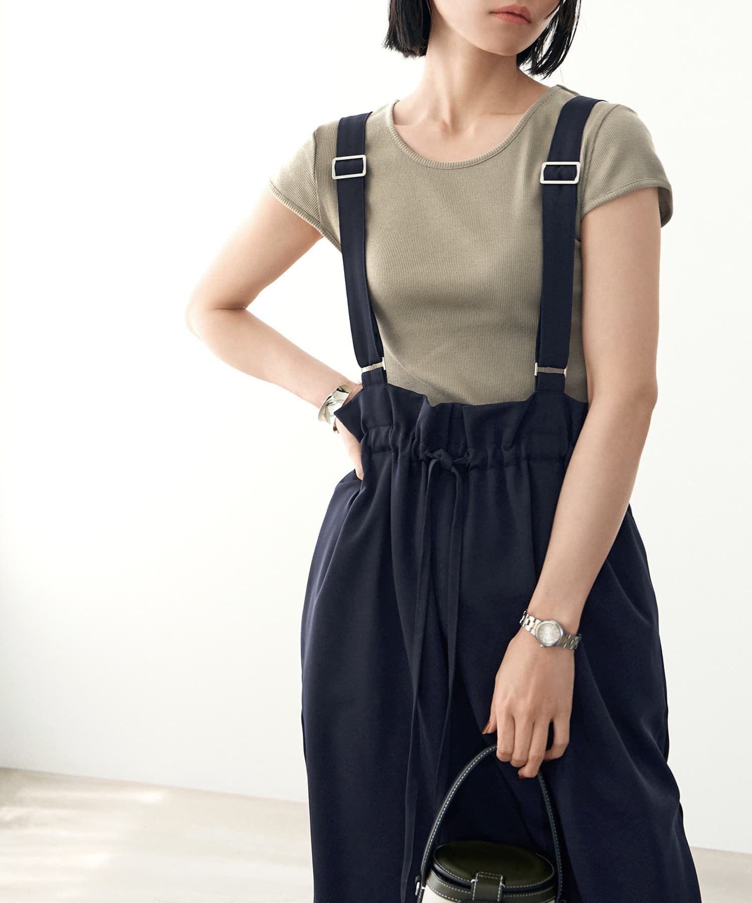 STYLE DELI「ウエストギャザーゴムジャンパースカート」|スカート|