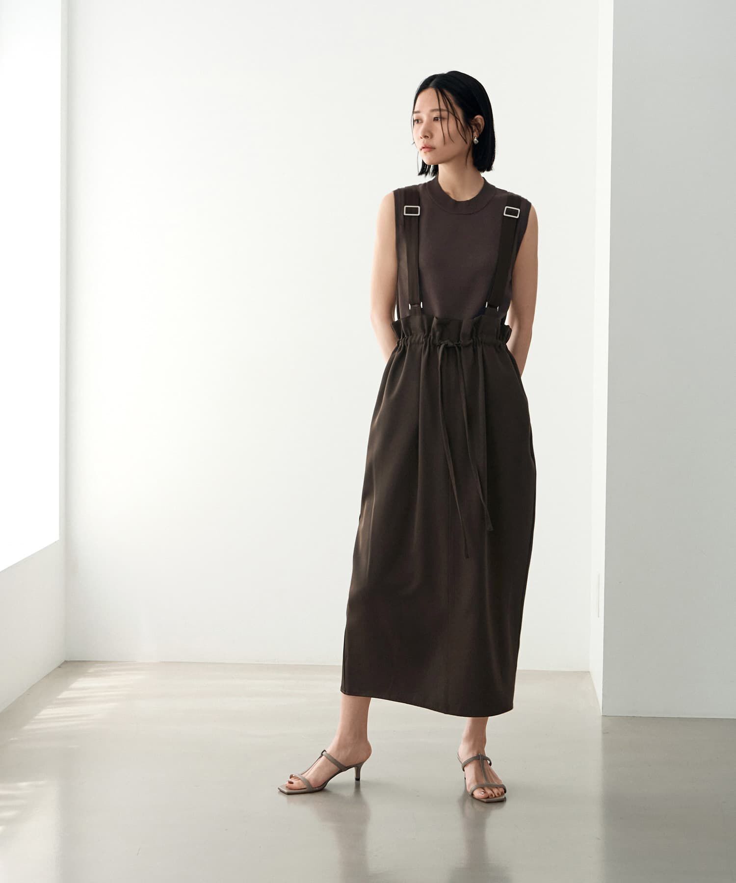 STYLE DELI「ウエストギャザーゴムジャンパースカート」|スカート|