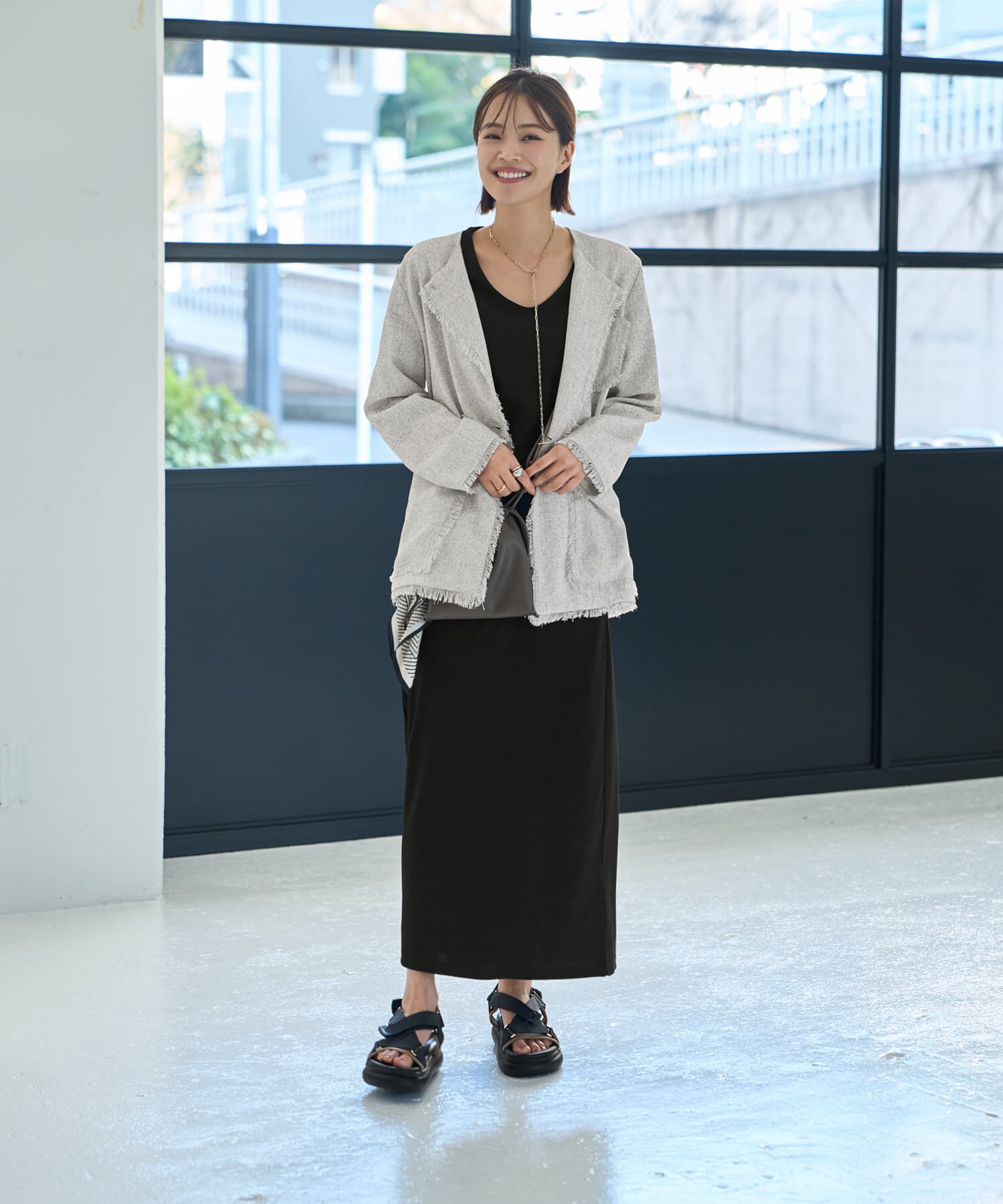 STYLE DELI「デコルテが開いたヌケ感５分袖Tシャツ」|Tシャツ・カットソー|