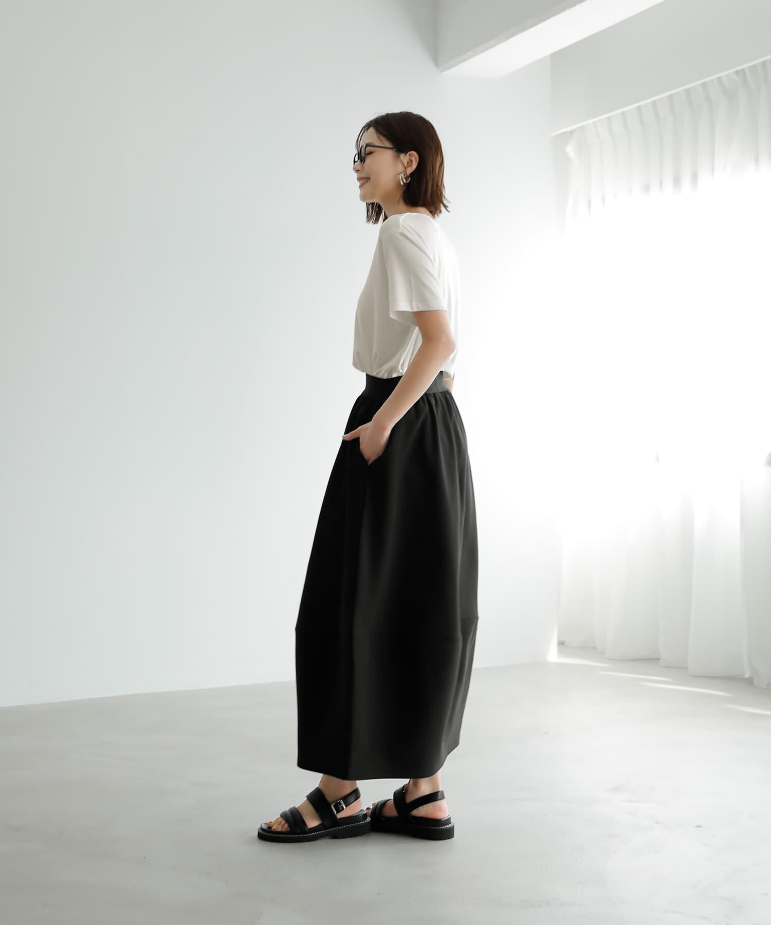 STYLE DELI「とろみ落ち感デコルテあきラウンドネックTシャツ」|Tシャツ・カットソー|