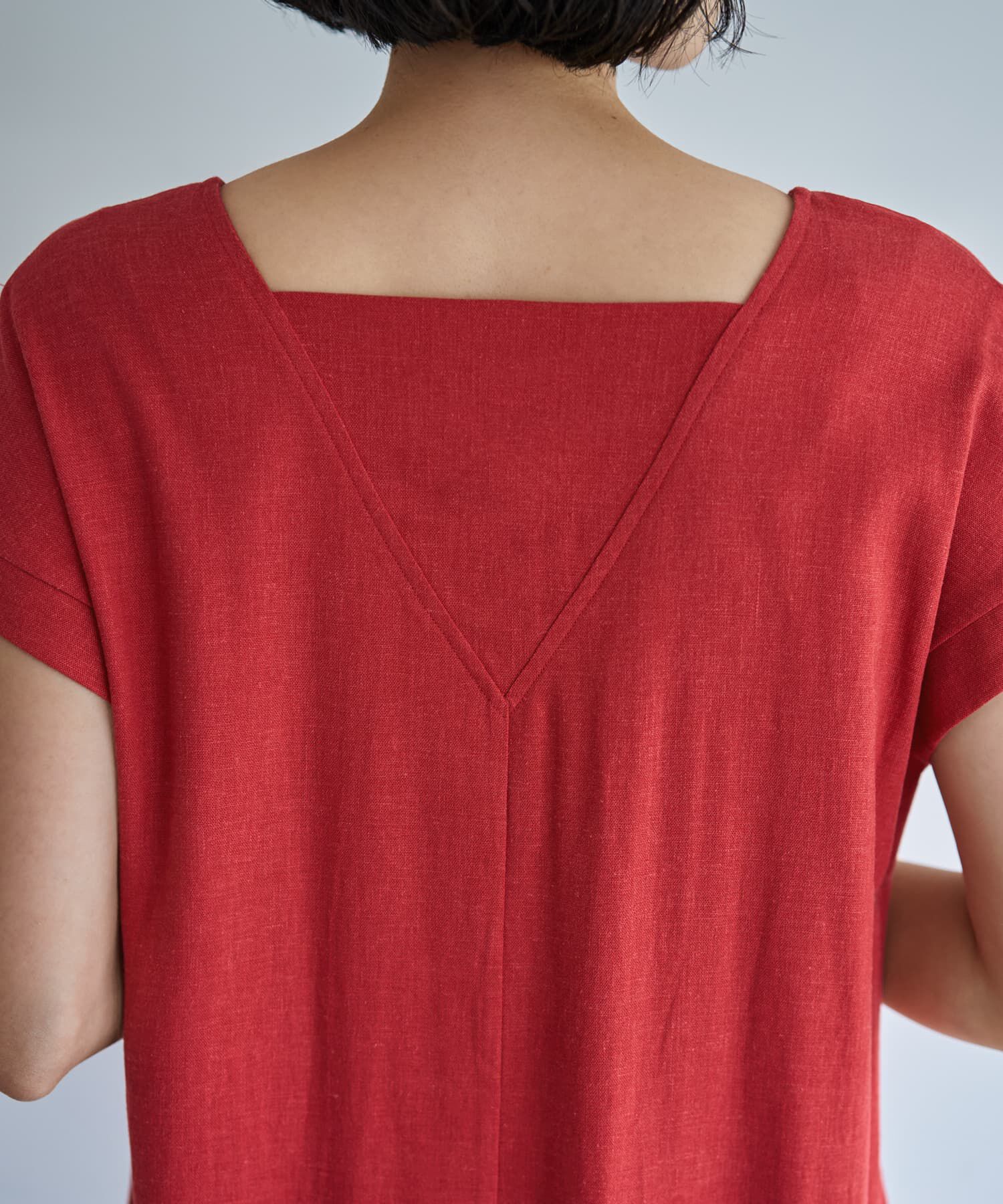 STYLE DELI「【LUXE】ファスナーVネック麻混ワンピース」|ワンピース|