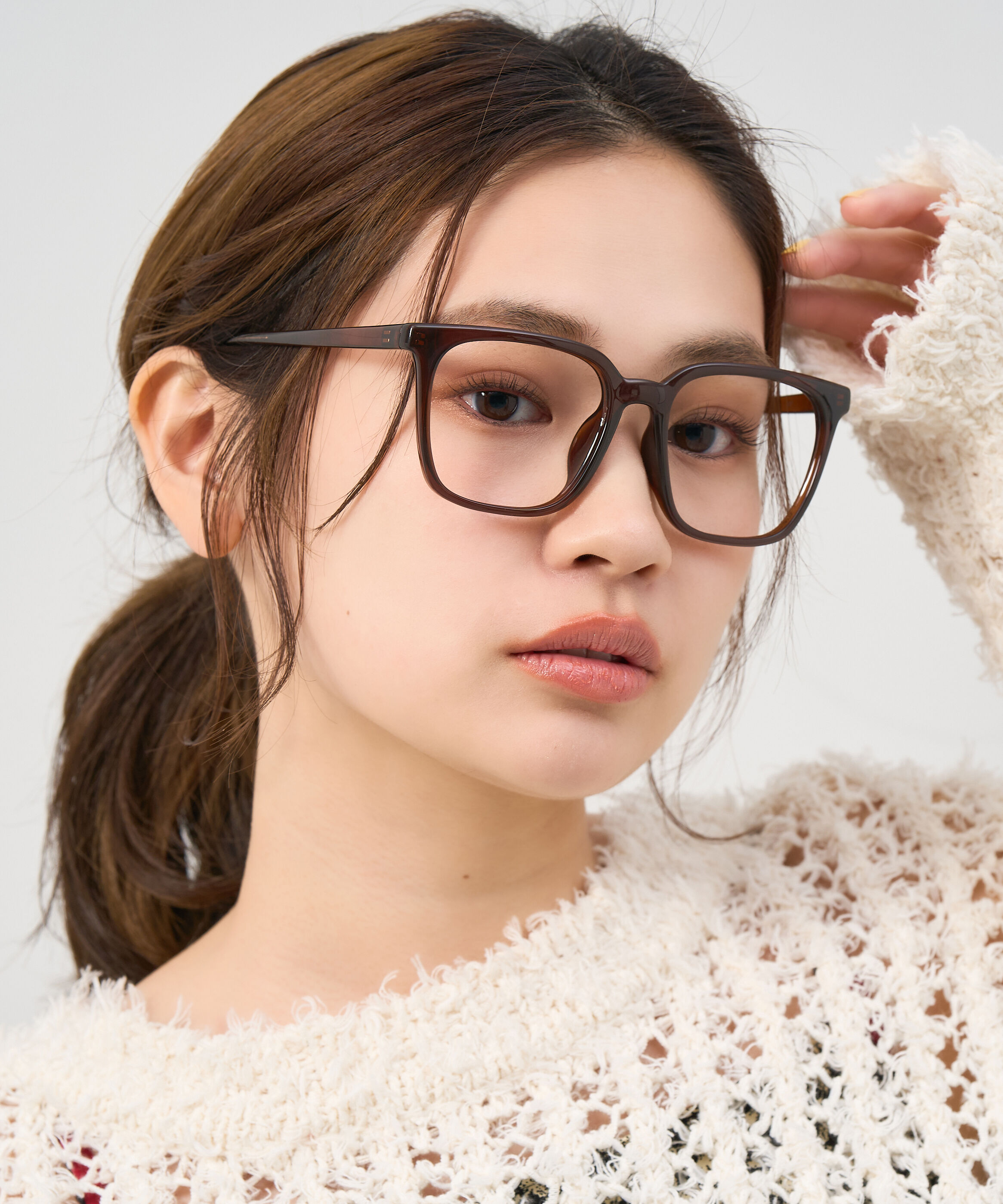  「Zoff | ウェリントン型 メガネ クリアフレーム 黒縁 伊達メガネ レンズ交換券付き」|メガネ|ブラウン