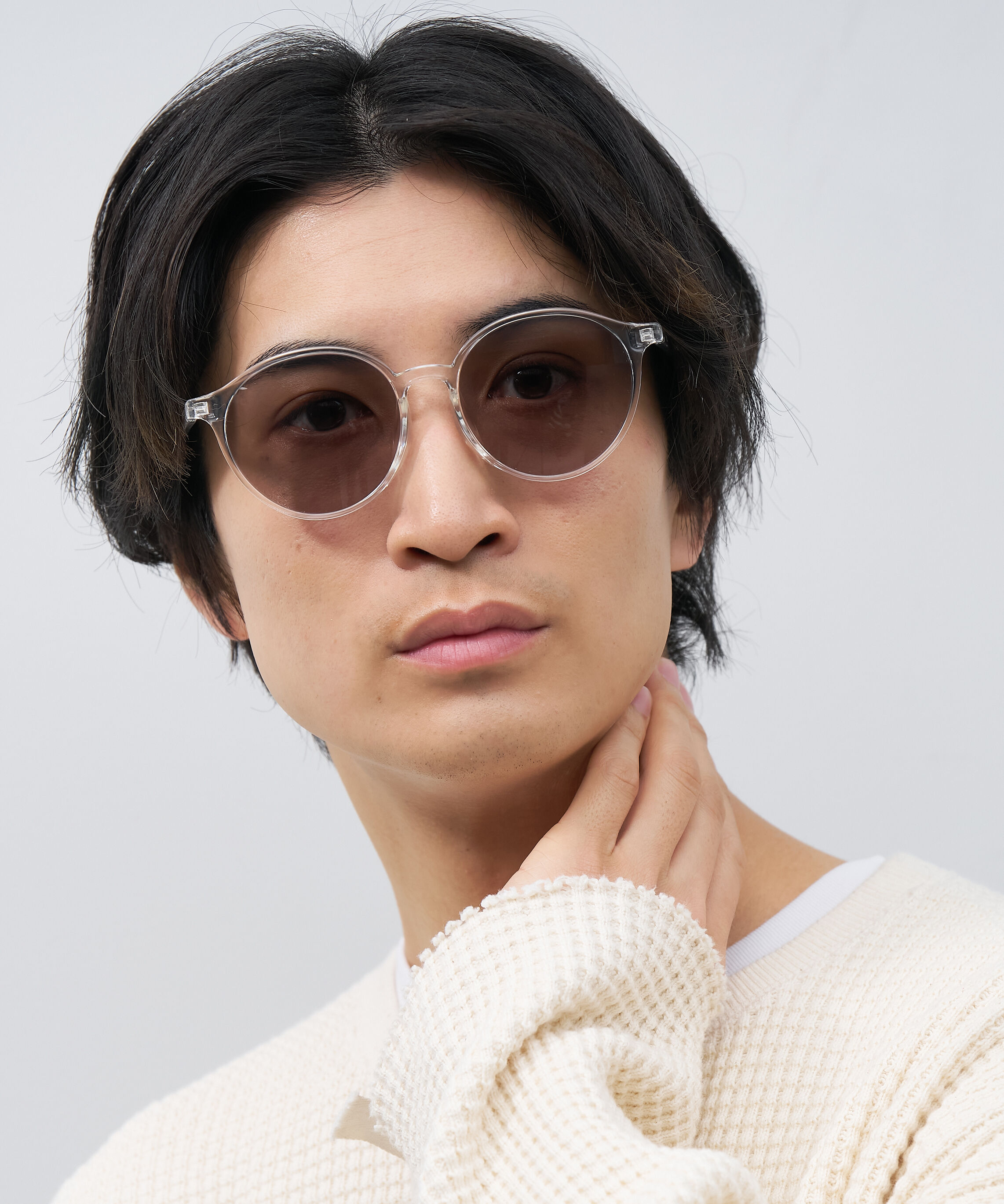  「ボストン型 サングラス｜クリア 黒縁 ライトカラー COLOR SUNGLASSES UVカット 紫外線対策 」|サングラス|