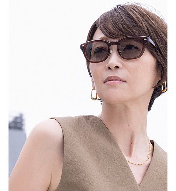  「【WEB限定】Zoff｜emiri ウェリントン型 サングラス UVカット 紫外線対策 辺見えみり」|サングラス|薄ブラウン1