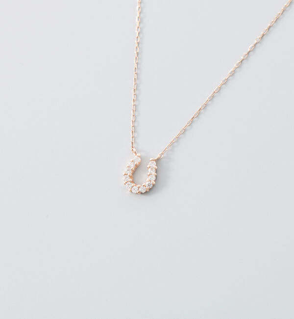 Phoebe「【K10】ホースシュービジューネックレス　ローズゴールド／BOX&ショッパーつき/全長:40cm」|ネックレス|