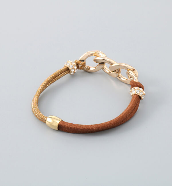 Phoebe「バイカラーチェーンヘアブレス　ブラウン」|ブレスレット・バングル|