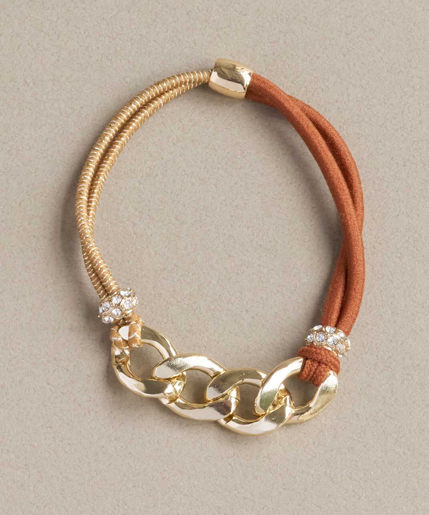 Phoebe「バイカラーチェーンヘアブレス　ブラウン」|ブレスレット・バングル|