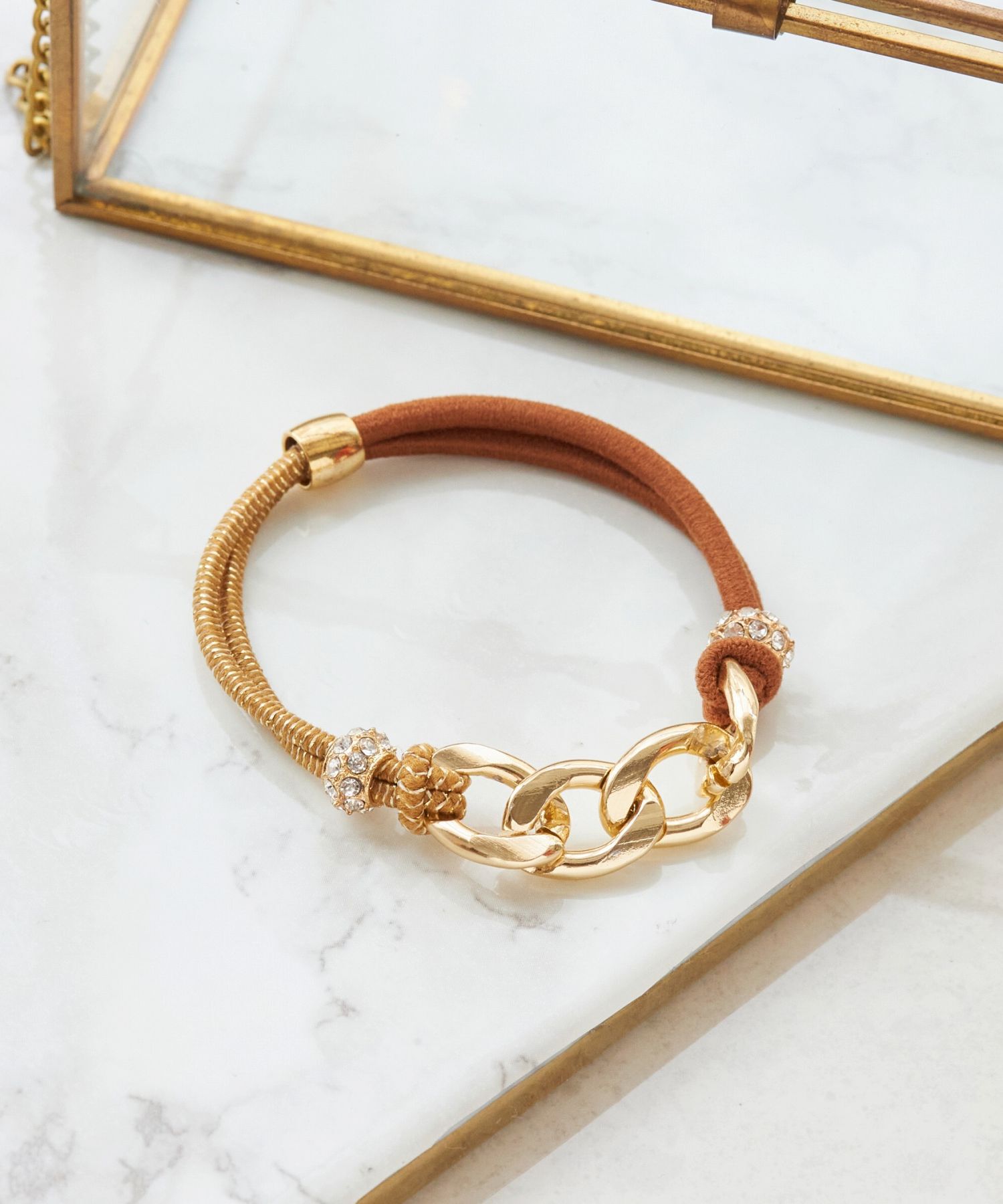 Phoebe「バイカラーチェーンヘアブレス　ブラウン」|ブレスレット・バングル|