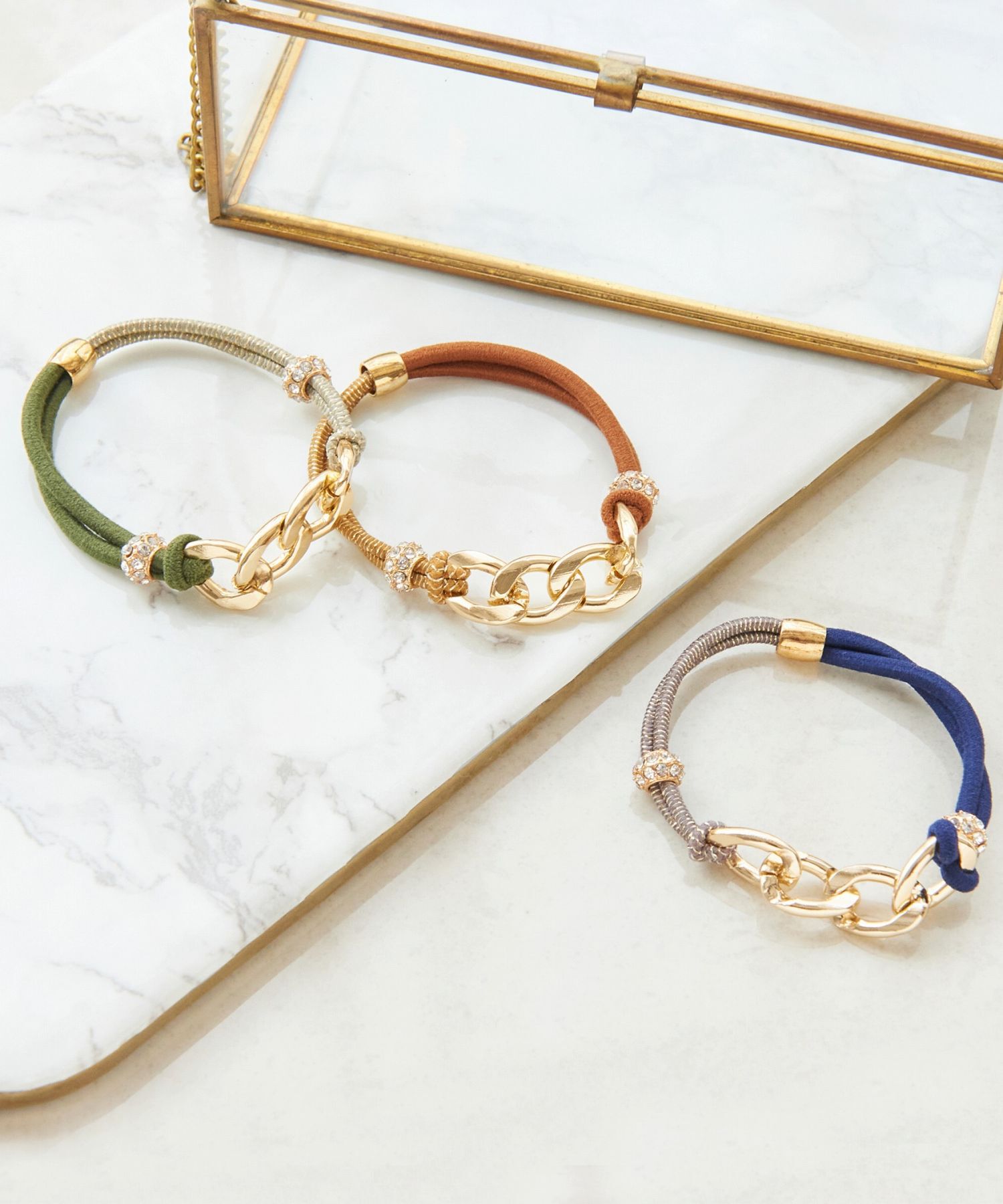 Phoebe「バイカラーチェーンヘアブレス　ブラウン」|ブレスレット・バングル|