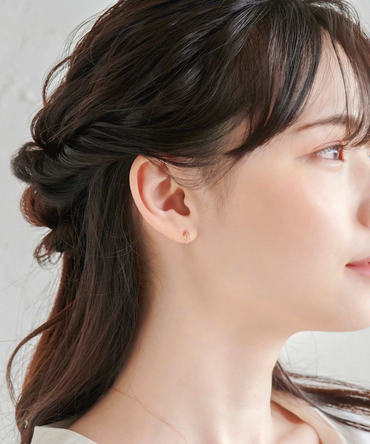 Phoebe「【K10】ダブルハーフフープピアス　ローズゴールド/BOX付き」|ピアス|