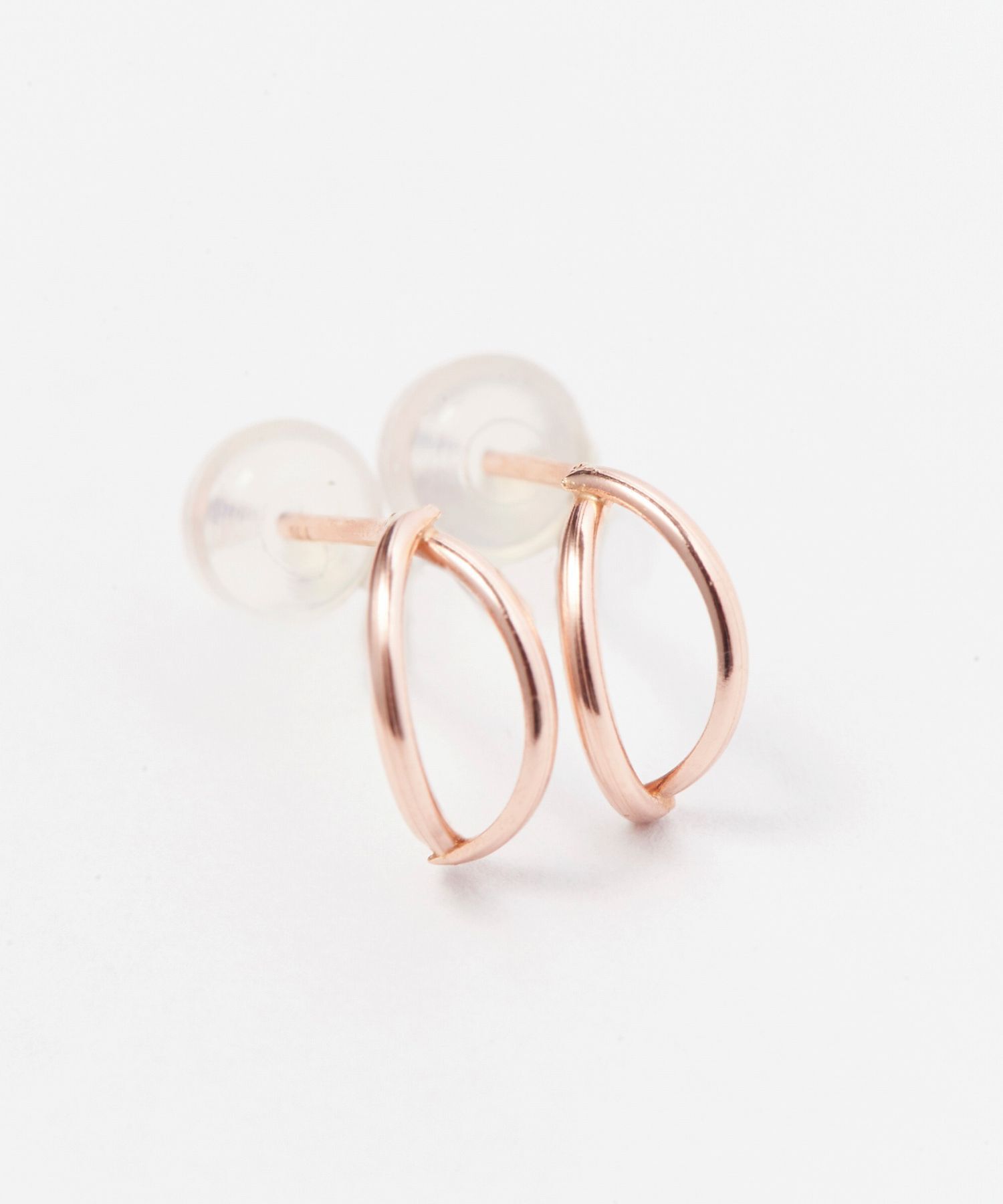 Phoebe「【K10】ダブルハーフフープピアス　ローズゴールド/BOX付き」|ピアス|