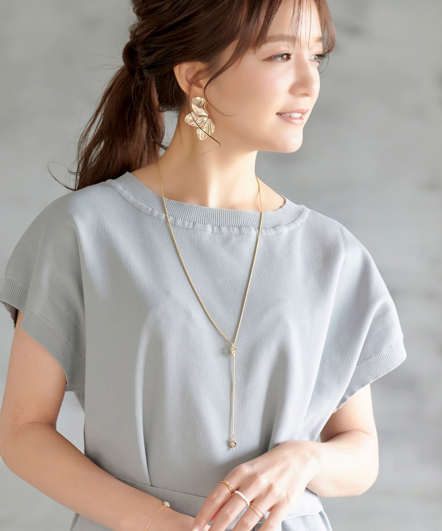 Phoebe「ノットアレンジYラインネックレス」|ネックレス|