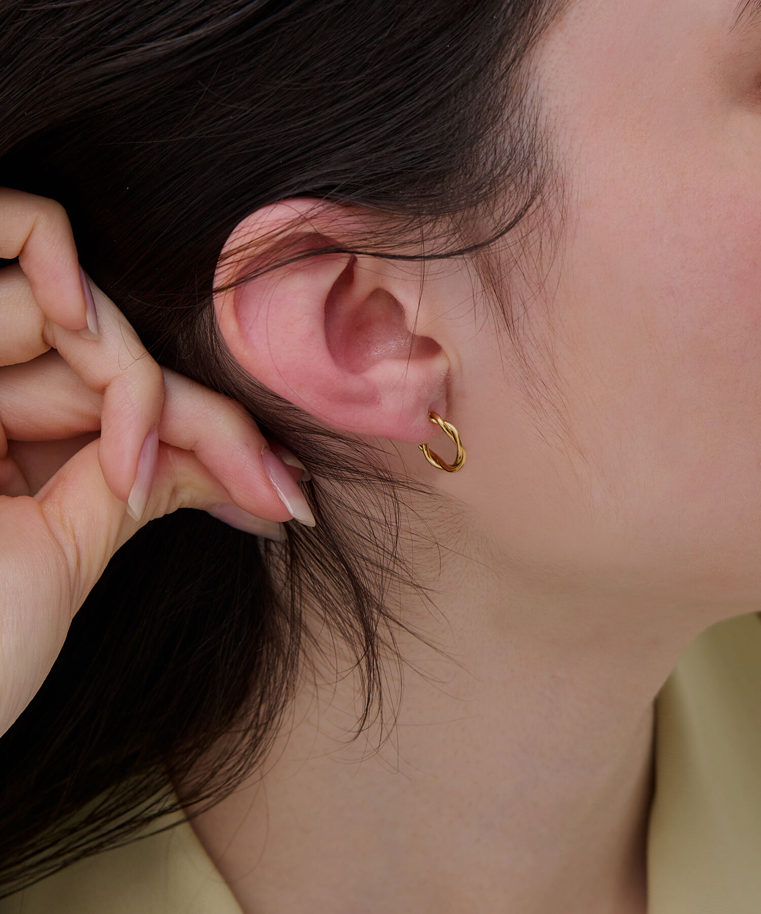 Phoebe「【金属アレルギー対応】クロスロープフープピアス/サージカルステンレス」|ピアス|