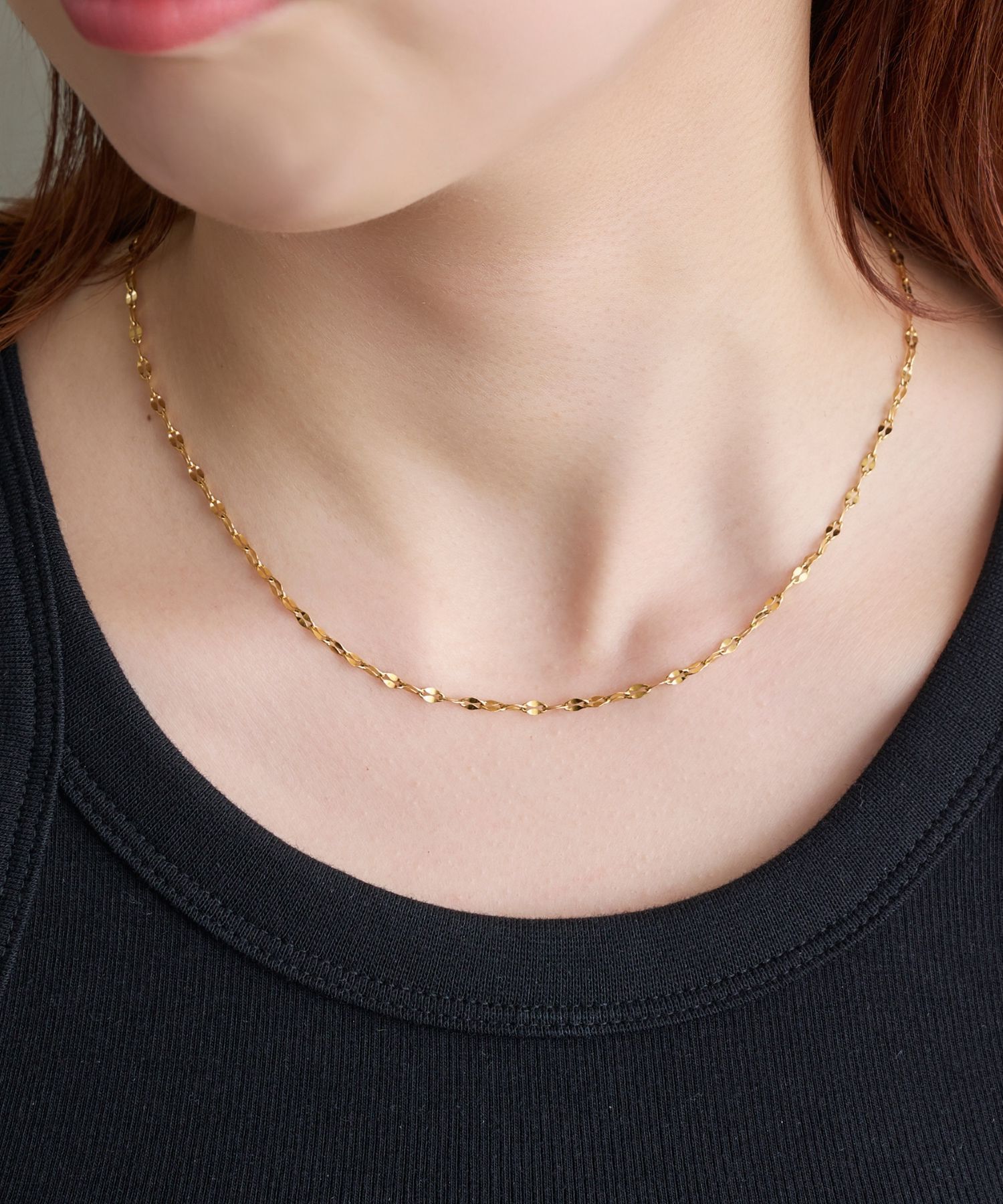 Phoebe「【金属アレルギー対応】スパークリングペタルネックレス　ゴールド/サージカルステンレス」|ネックレス|