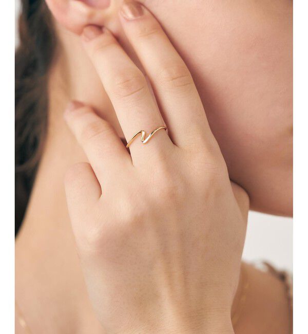 ete「[レイヤード] K10YG ウェーブ リング」|リング|