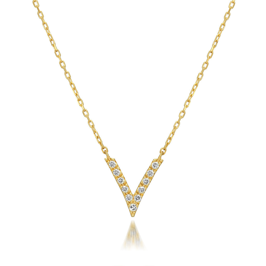 STAR JEWELRY「WISHBONE V NECKLACE」|ネックレス|イエローゴールド