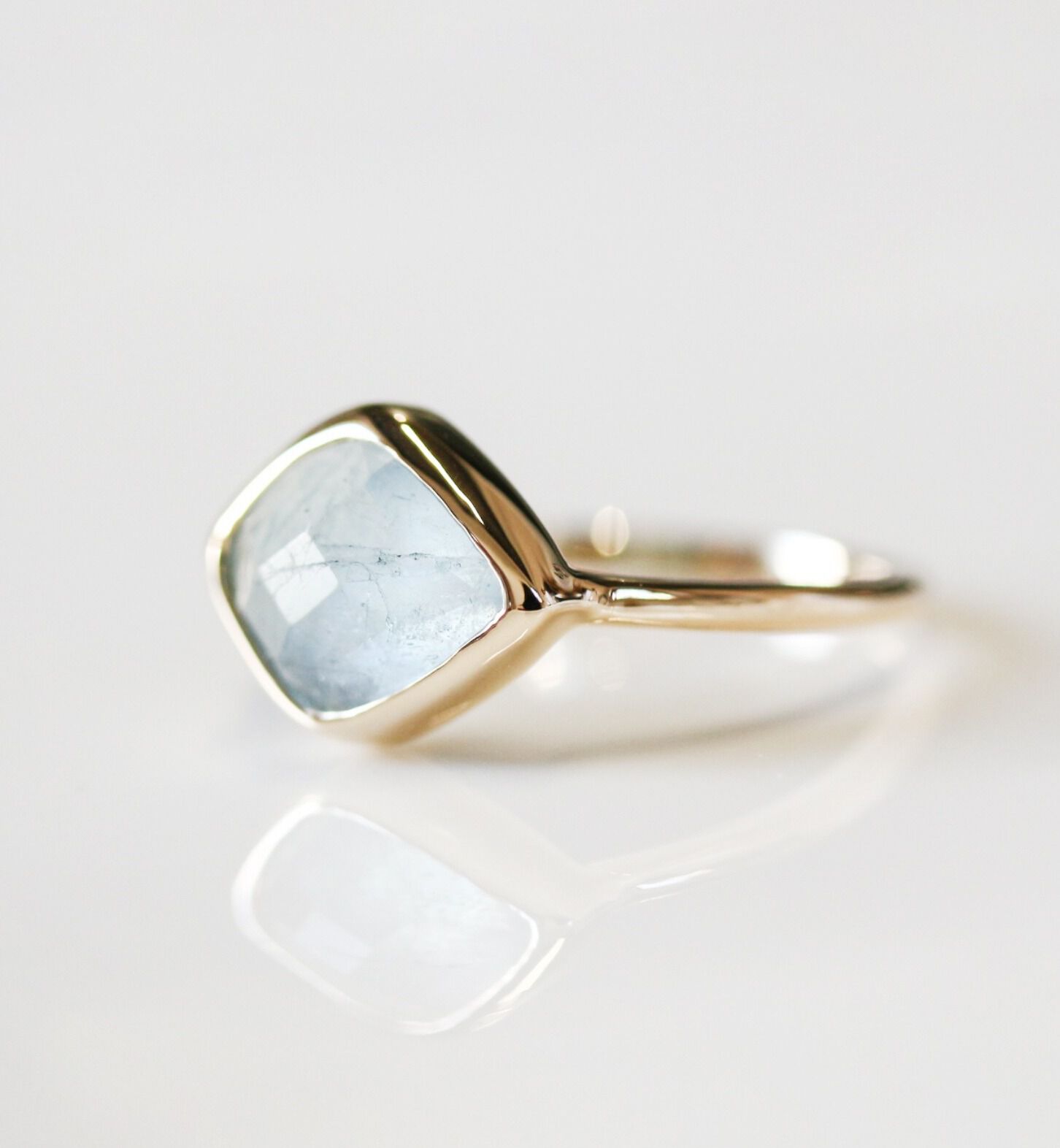  「ミルキーアクアマリン リング | K10YG」|リング|