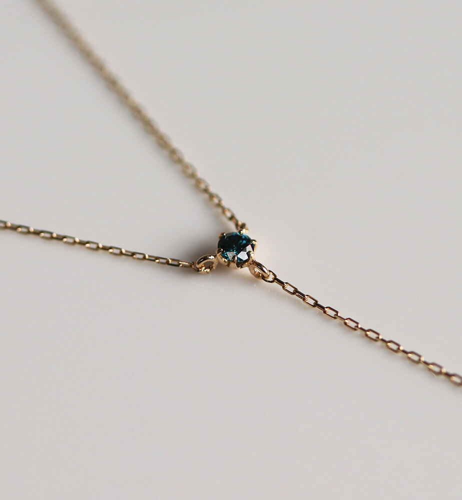  「ブルーダイヤモンド 0.1ct Y ネックレス | K10YG」|ネックレス|