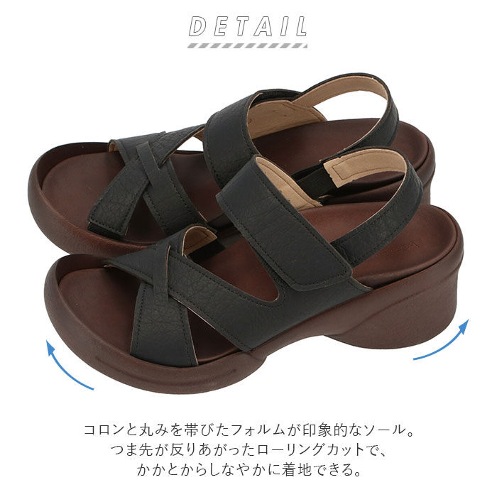 BACKYARD FAMILY「サンダル レディース 履きやすい 通販 歩きやすい おしゃれ ブラック 黒 幅広 甲高 ブランド」|サンダル|