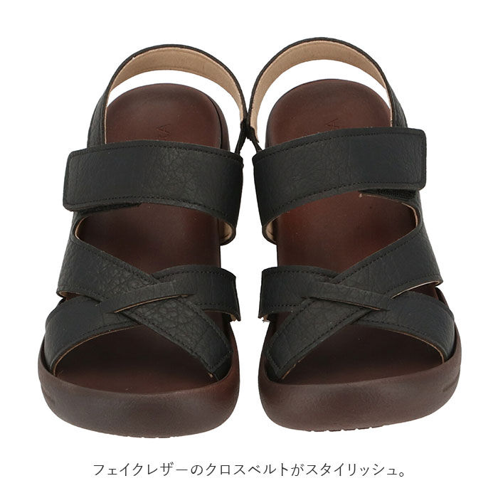 BACKYARD FAMILY「サンダル レディース 履きやすい 通販 歩きやすい おしゃれ ブラック 黒 幅広 甲高 ブランド」|サンダル|