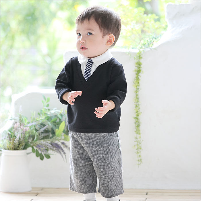 BACKYARD FAMILY「アエナック ベビー服 aenak 通販 フォーマル 男の子 パンツ セーター Vネックスーツ」|その他ベビーウェア|
