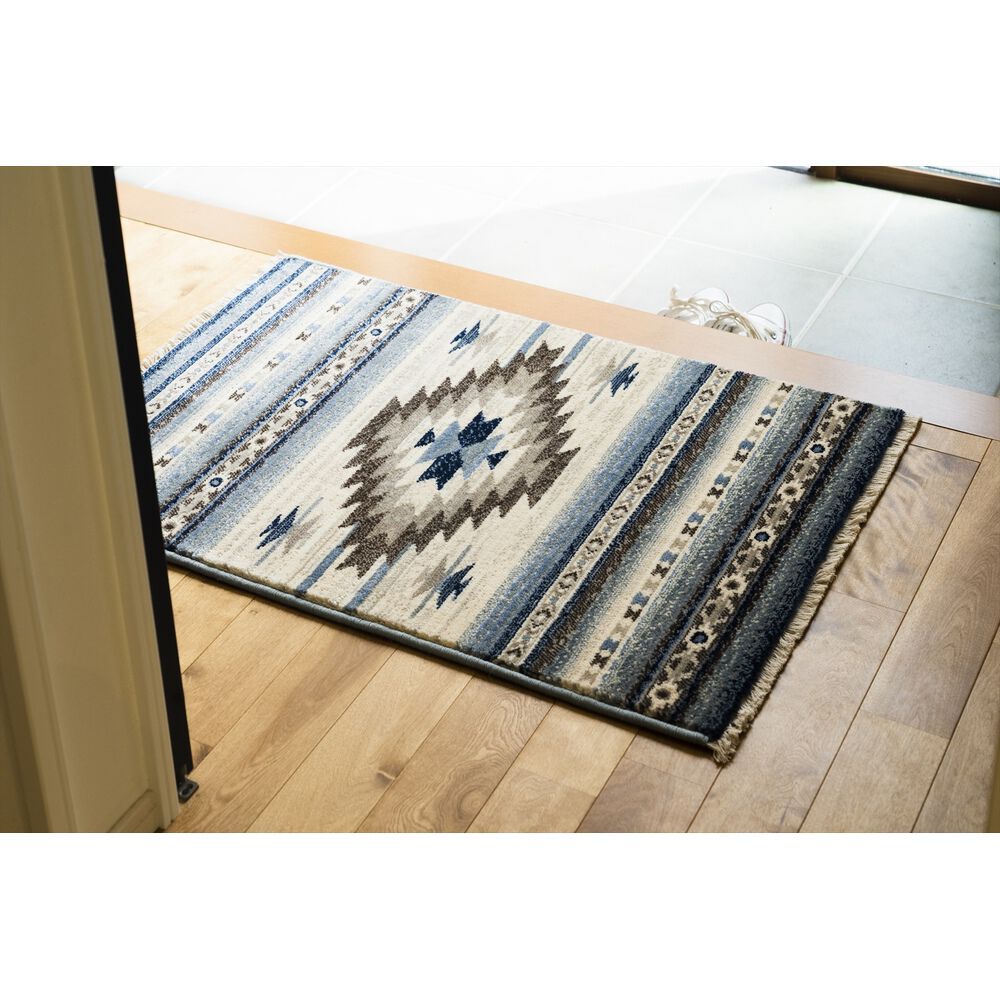 BACKYARD FAMILY「玄関マット 室内 屋外 長方形 北欧 通販 玄関 マット フロアマット ウィルトン織り」|その他|ブルー2