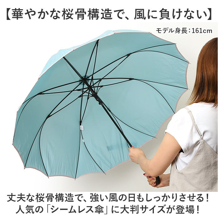 BACKYARD FAMILY「耐風傘 レディース 大きめ 通販 長傘 雨傘 耐風骨 16本骨 ジャンプ傘 かさ 長がさ 65cm」|傘|