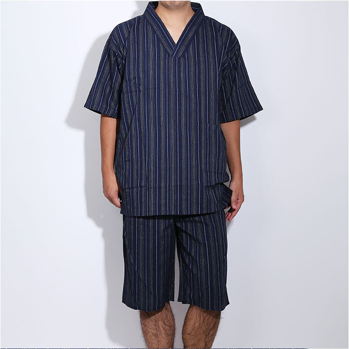 BACKYARD FAMILY「甚平 メンズ 通販 そのまま寝られる被る甚平2着組 じんべえ 2着セット パジャマ 夏 部屋着」|ルームウェア|