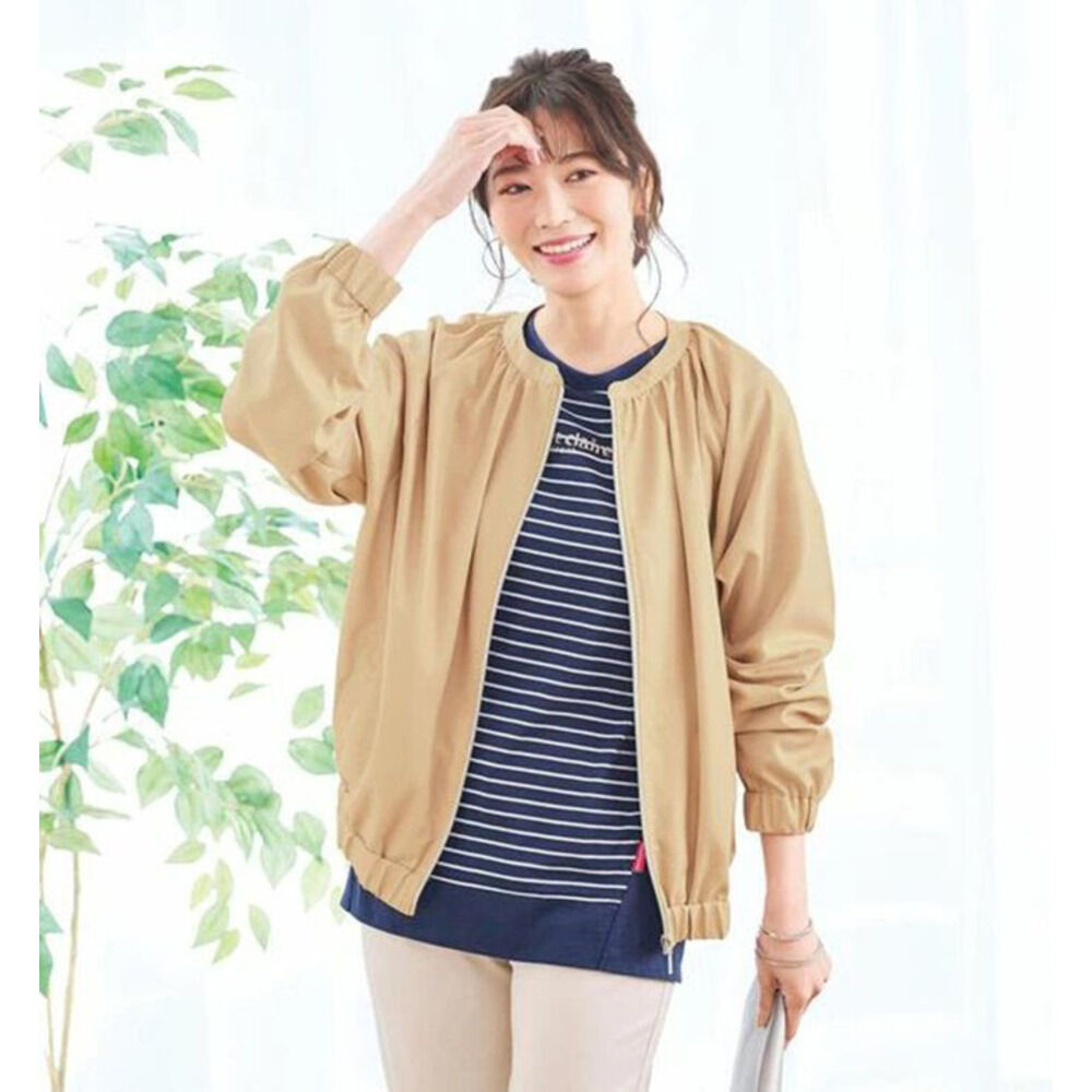BACKYARD FAMILY「ブルゾン ノーカラー レディ－ス 通販 羽織 羽織り 上着 ジャケット ジャンバー」|その他|ベージュ1