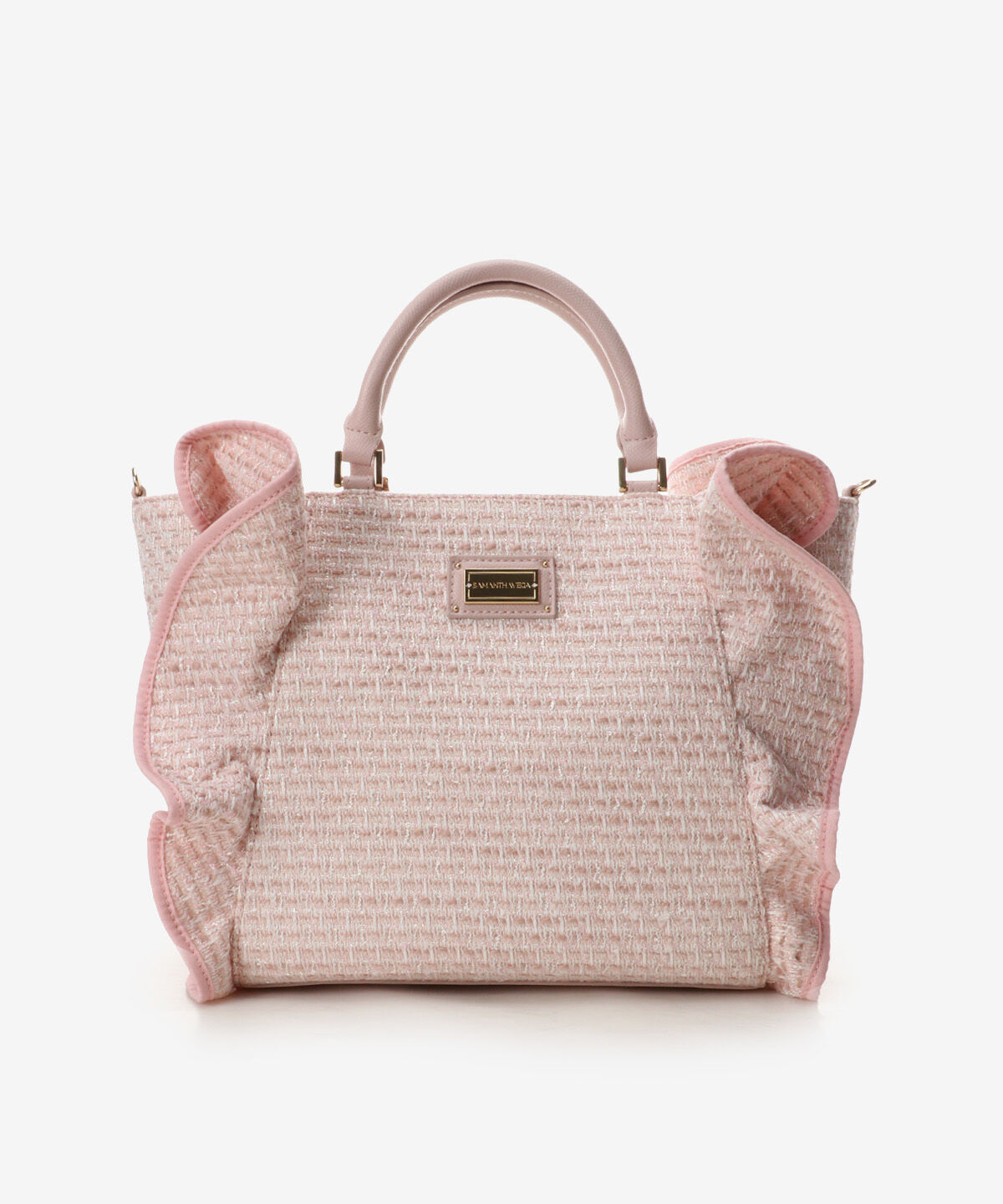 Samantha Vega「ツイードフリルハンドバッグ（大）」|ハンドバッグ|ピンク