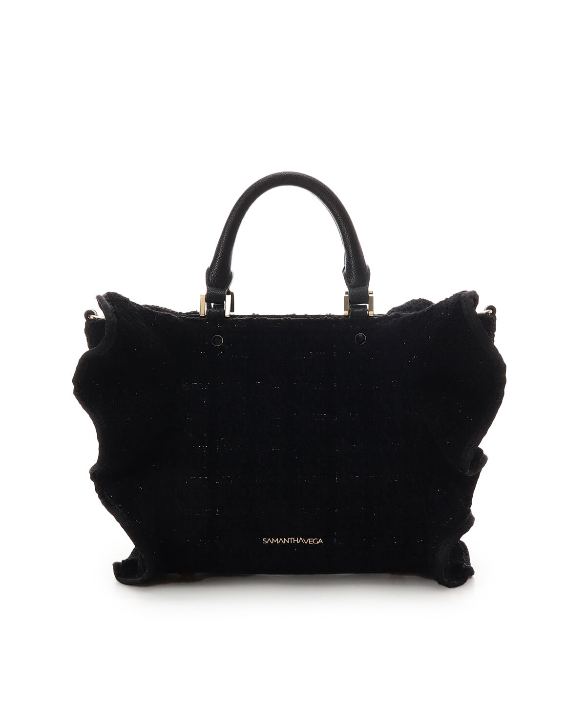 Samantha Vega「ツイードフリルハンドバッグ（小）」|ハンドバッグ|ブラック