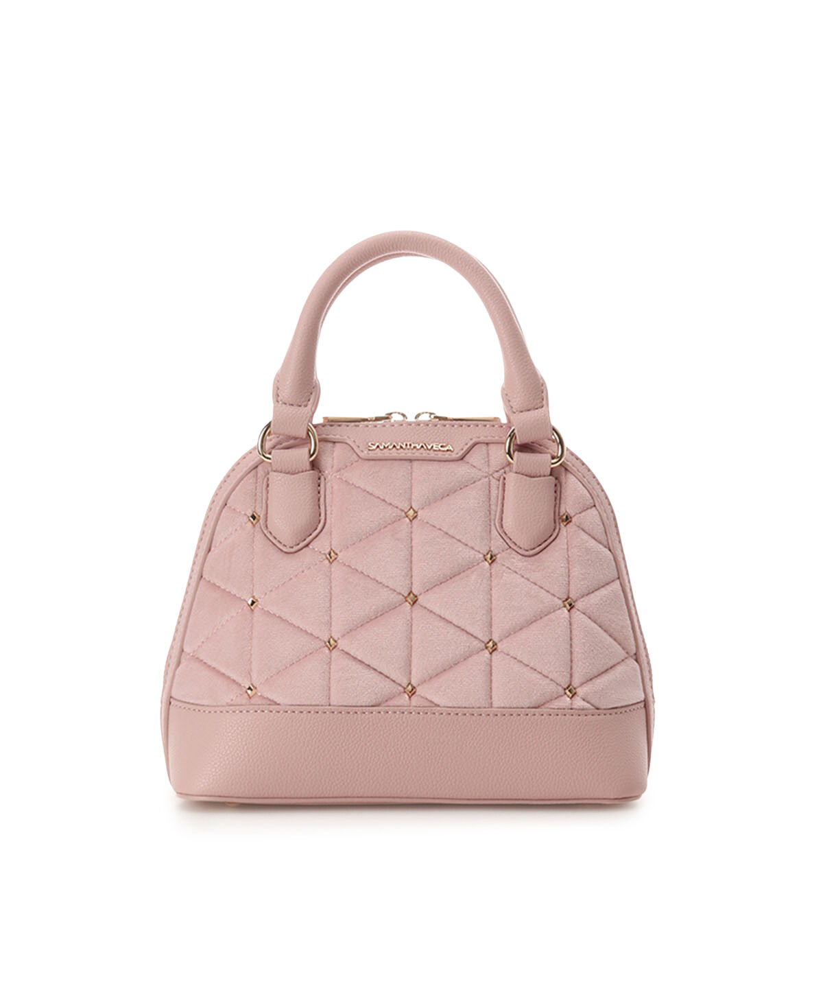 Samantha Vega「ベロアキルティングスタッズハンドバッグ（小）」|ハンドバッグ|ピンク