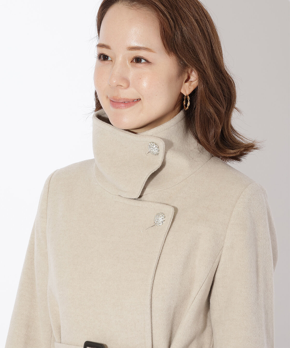 アンドクチュール「ウールビーバースタンドカラーコート」|ステンカラーコート|