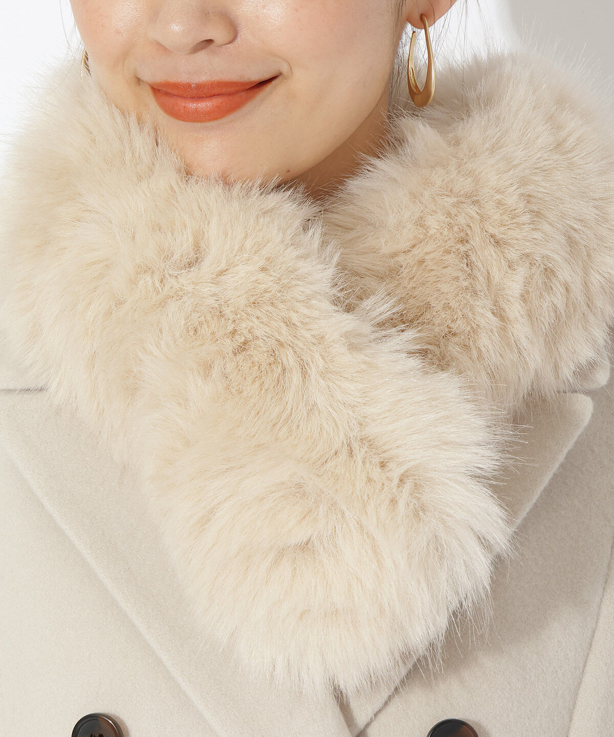 アンドクチュール「エコファー付きＷブレストロングコート」|ステンカラーコート|