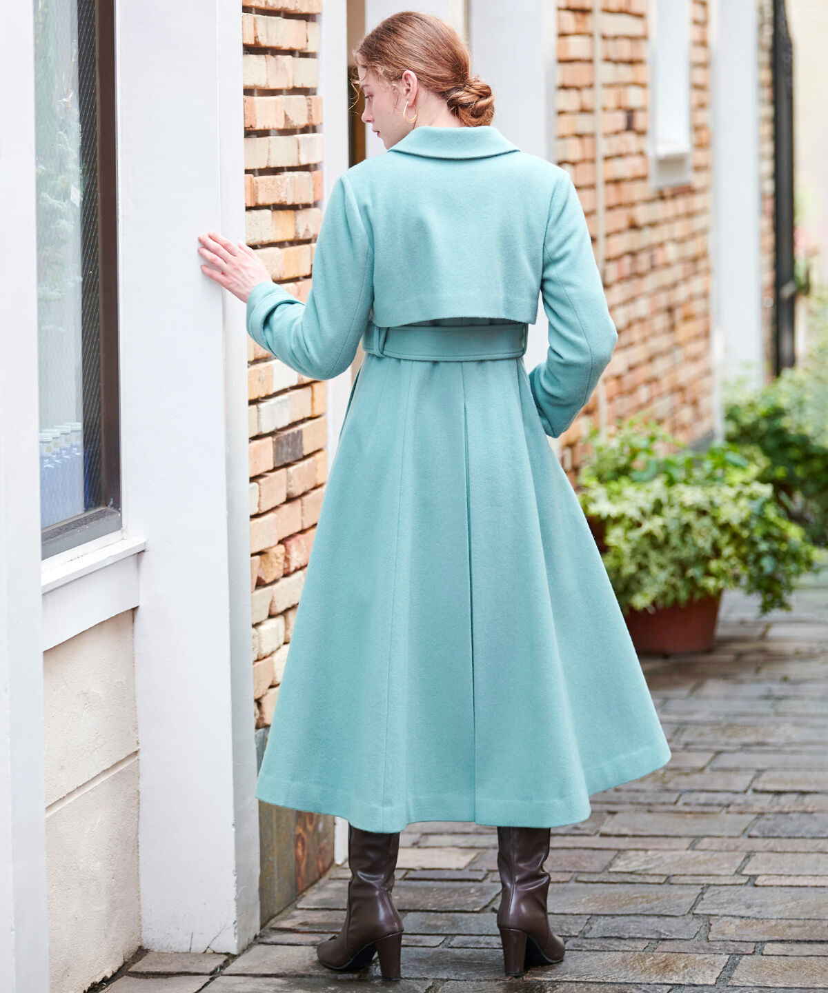 アンドクチュール「エコファー付きＷブレストロングコート」|ステンカラーコート|